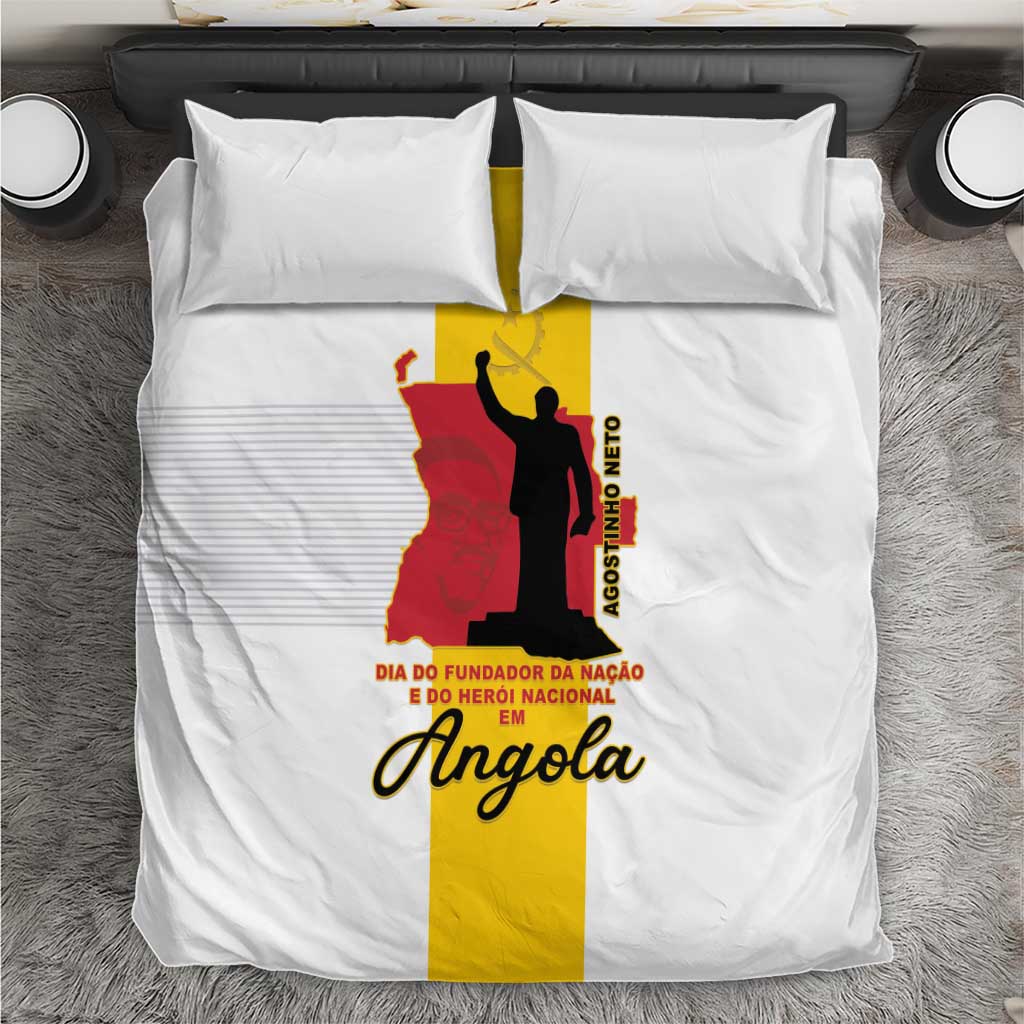 Angola National Heroes Day Bedding Set Agostinho Neto With Map - Wonder Print Shop
