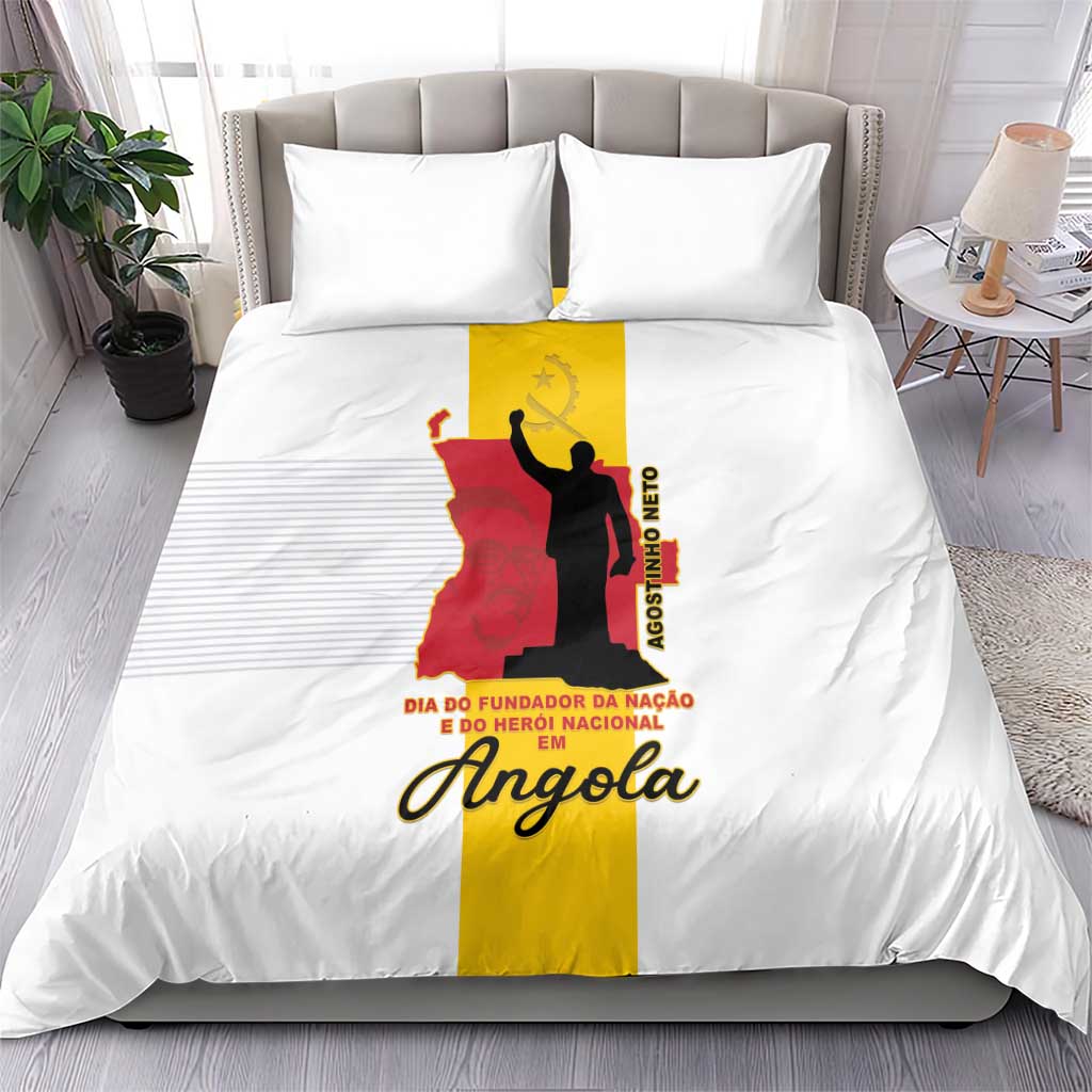 Angola National Heroes Day Bedding Set Agostinho Neto With Map - Wonder Print Shop