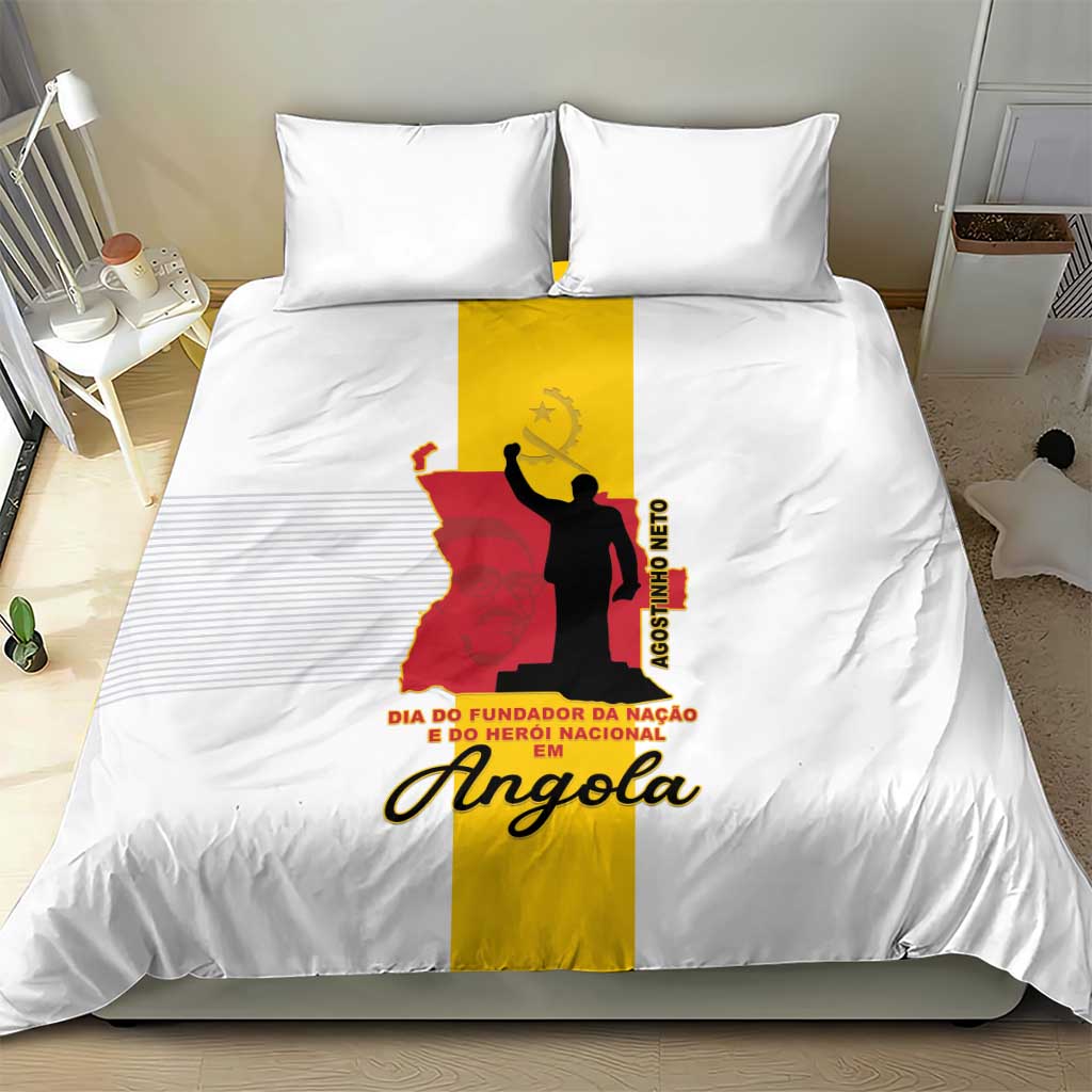 Angola National Heroes Day Bedding Set Agostinho Neto With Map - Wonder Print Shop