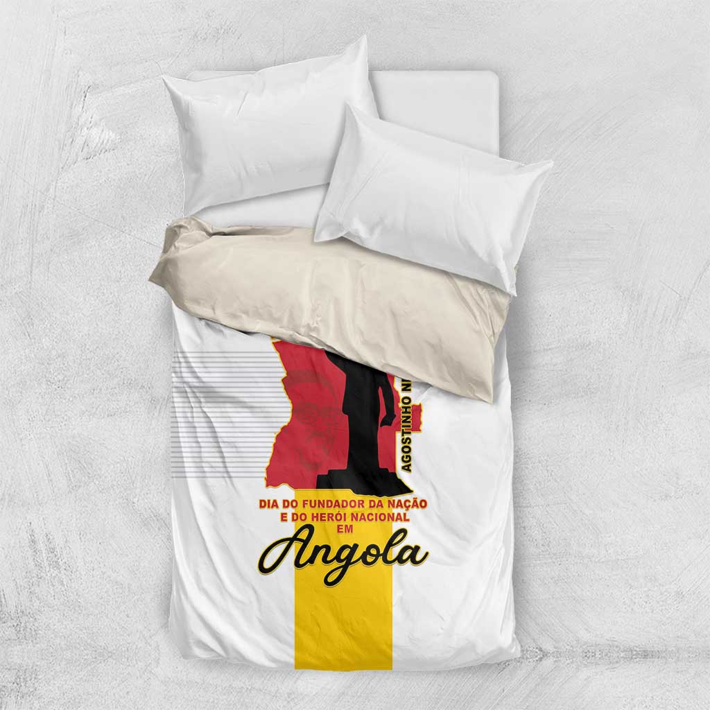 Angola National Heroes Day Bedding Set Agostinho Neto With Map - Wonder Print Shop