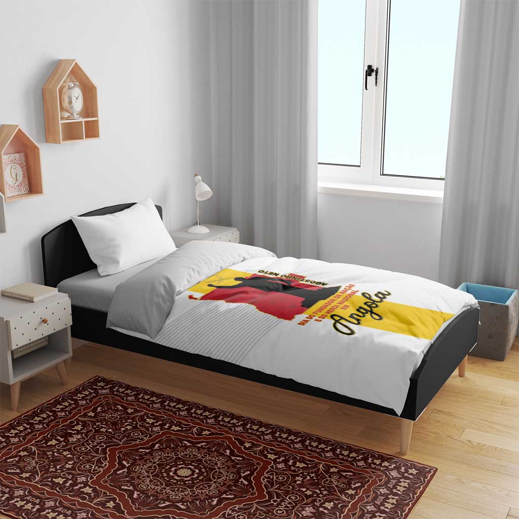 Angola National Heroes Day Bedding Set Agostinho Neto With Map - Wonder Print Shop