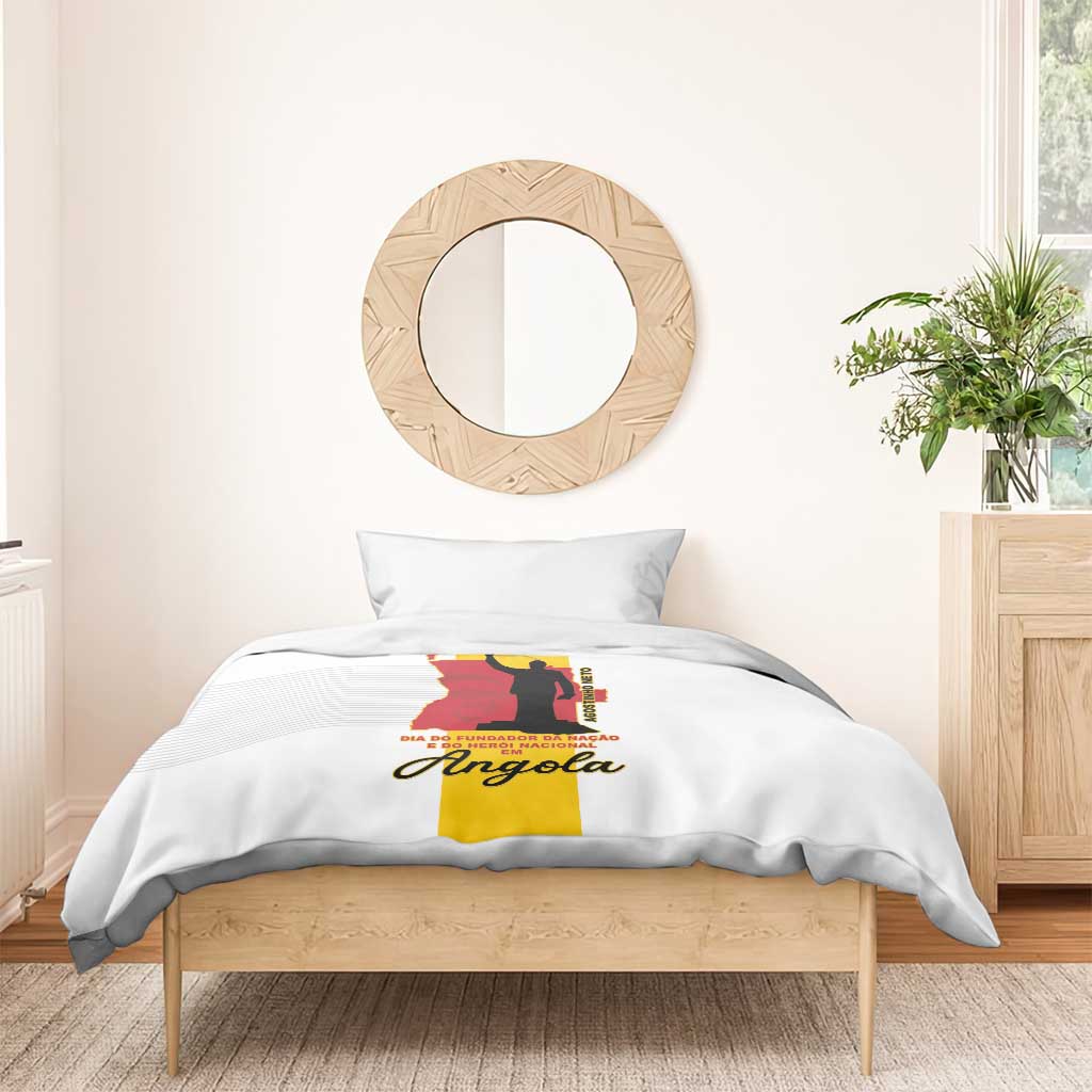 Angola National Heroes Day Bedding Set Agostinho Neto With Map - Wonder Print Shop