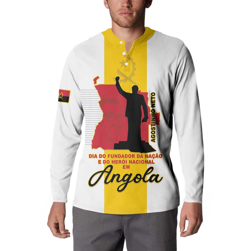 Personalized Angola National Heroes Day Button Sweatshirt Agostinho Neto With Map - Wonder Print Shop
