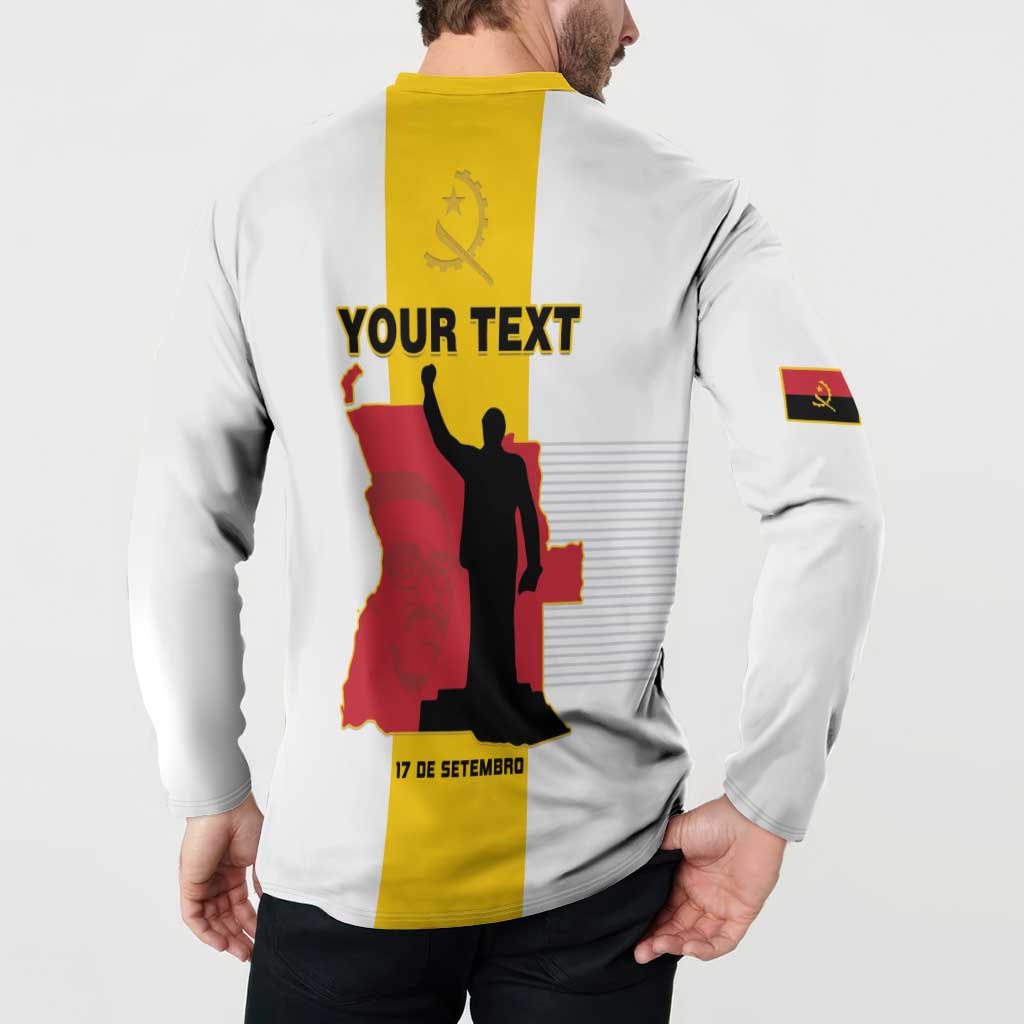 Personalized Angola National Heroes Day Button Sweatshirt Agostinho Neto With Map - Wonder Print Shop