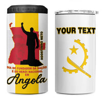 Personalized Angola National Heroes Day 4 in 1 Can Cooler Tumbler Agostinho Neto With Map - Wonder Print Shop