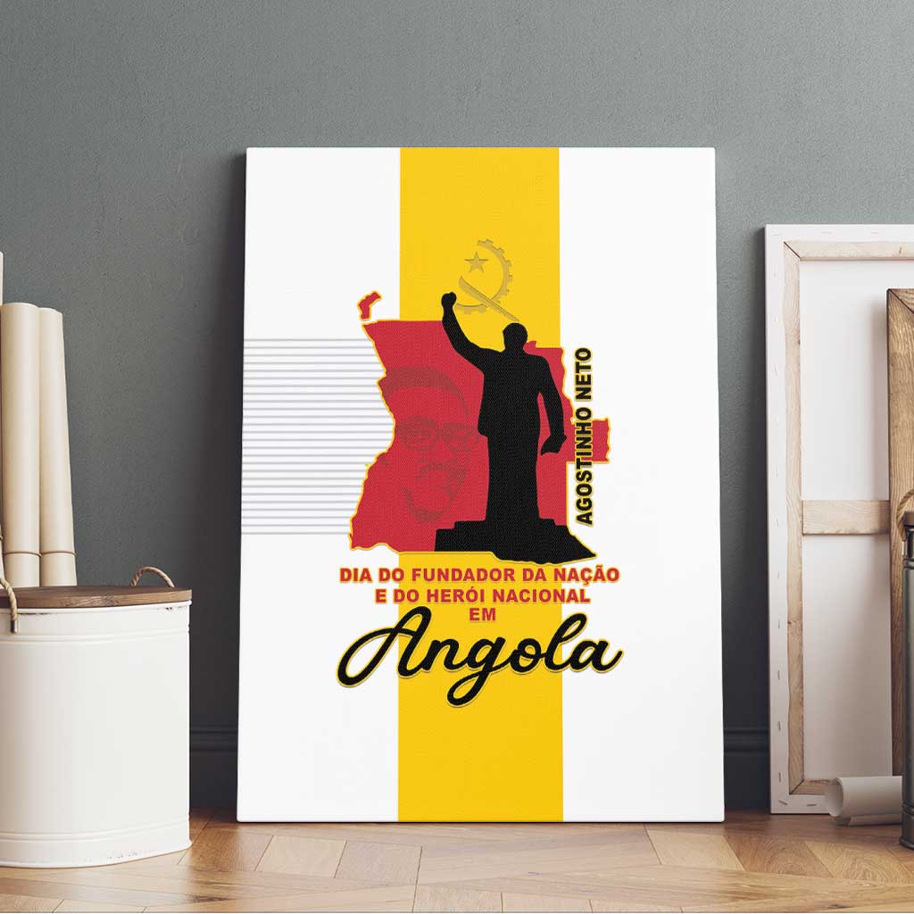 Angola National Heroes Day Canvas Wall Art Agostinho Neto With Map - Wonder Print Shop