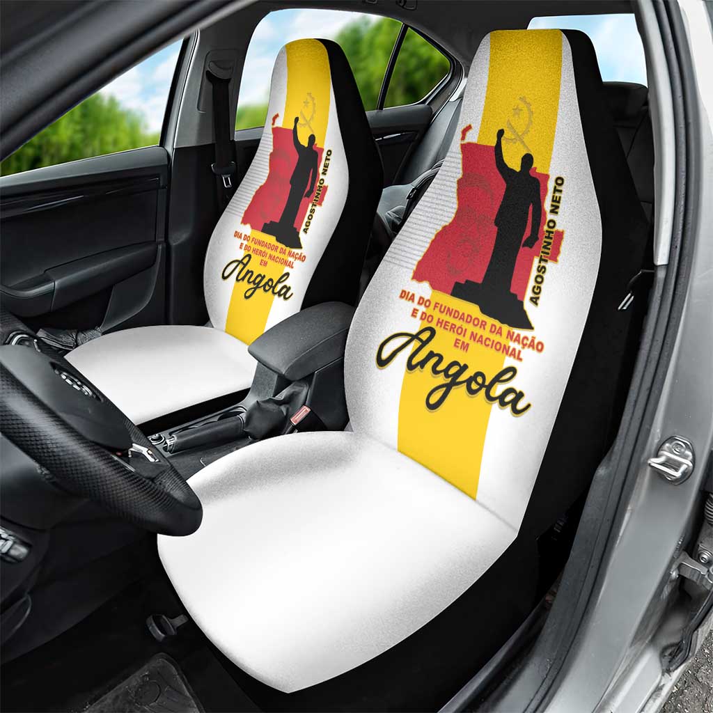 Angola National Heroes Day Car Seat Cover Agostinho Neto With Map - Wonder Print Shop