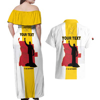 Personalized Angola National Heroes Day Couples Matching Off Shoulder Maxi Dress and Hawaiian Shirt Agostinho Neto With Map - Wonder Print Shop