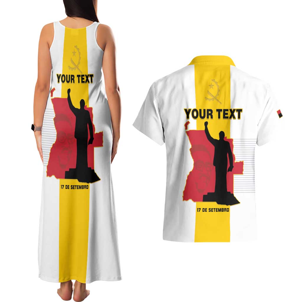Personalized Angola National Heroes Day Couples Matching Tank Maxi Dress and Hawaiian Shirt Agostinho Neto With Map - Wonder Print Shop
