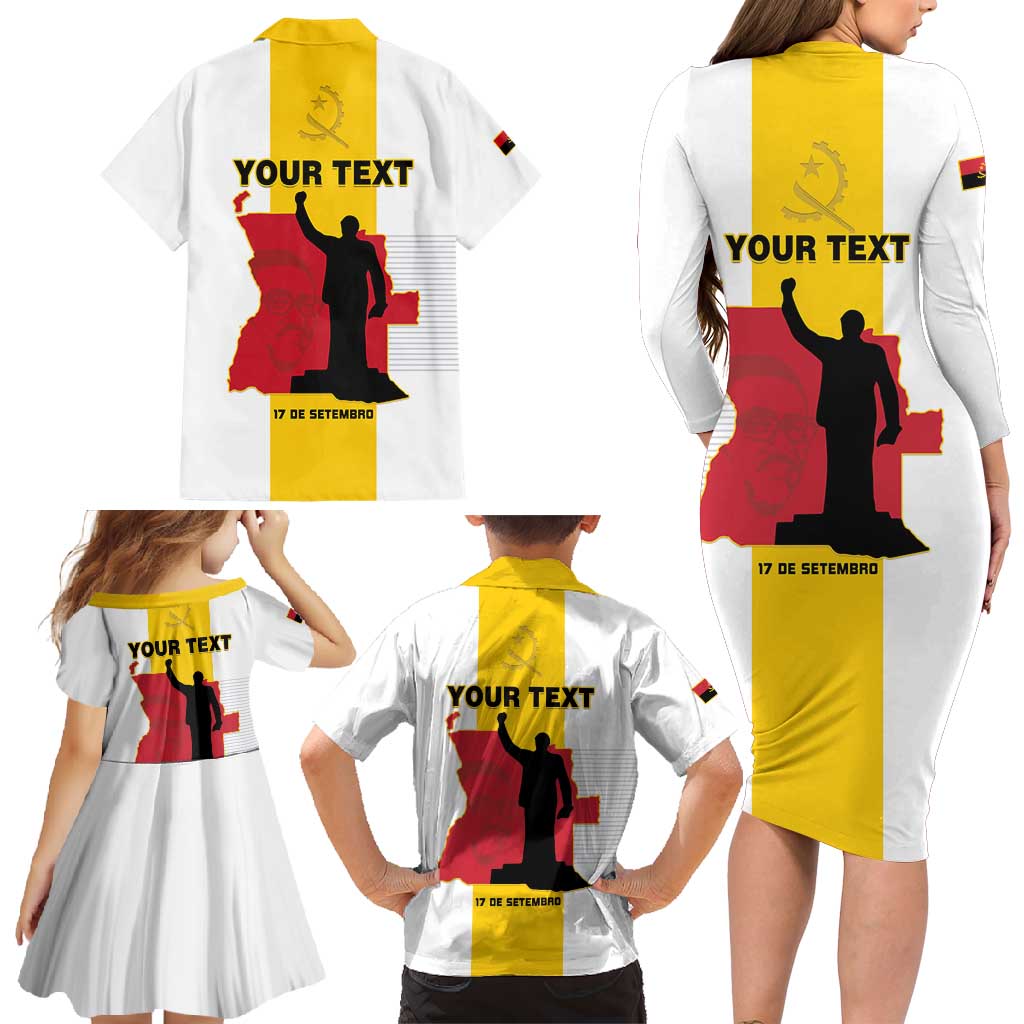 Personalized Angola National Heroes Day Family Matching Long Sleeve Bodycon Dress and Hawaiian Shirt Agostinho Neto With Map - Wonder Print Shop