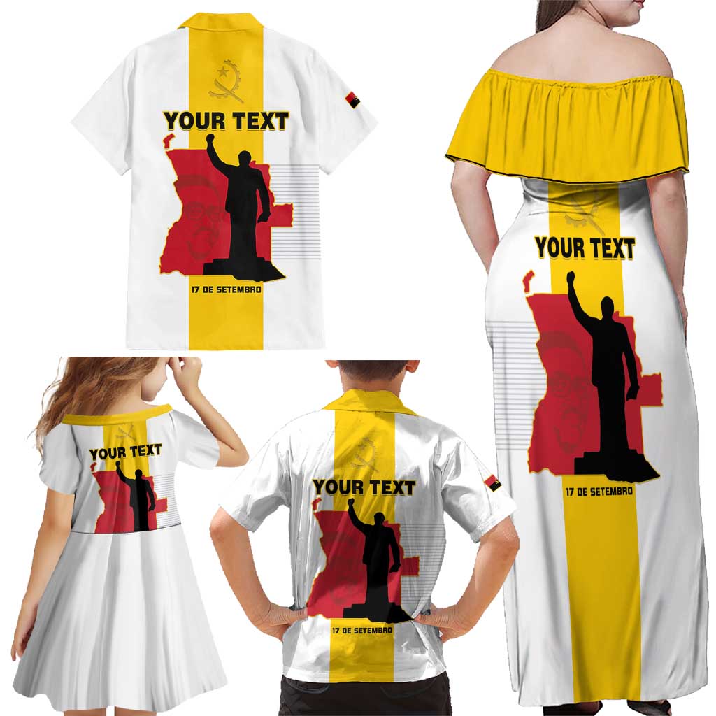 Personalized Angola National Heroes Day Family Matching Off Shoulder Maxi Dress and Hawaiian Shirt Agostinho Neto With Map - Wonder Print Shop