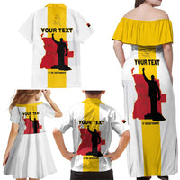 Personalized Angola National Heroes Day Family Matching Off Shoulder Maxi Dress and Hawaiian Shirt Agostinho Neto With Map - Wonder Print Shop