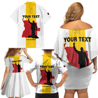 Personalized Angola National Heroes Day Family Matching Off Shoulder Short Dress and Hawaiian Shirt Agostinho Neto With Map - Wonder Print Shop