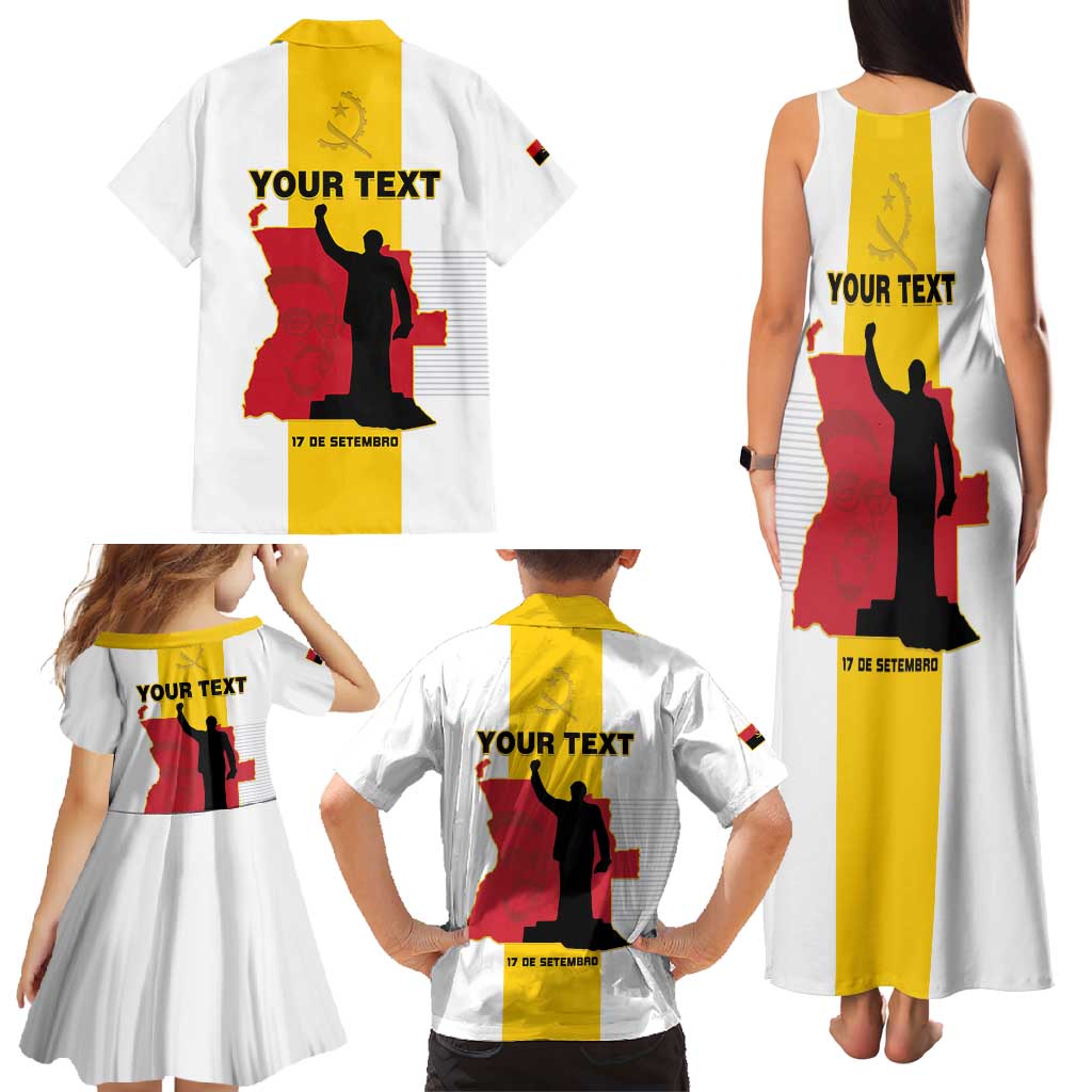 Personalized Angola National Heroes Day Family Matching Tank Maxi Dress and Hawaiian Shirt Agostinho Neto With Map - Wonder Print Shop