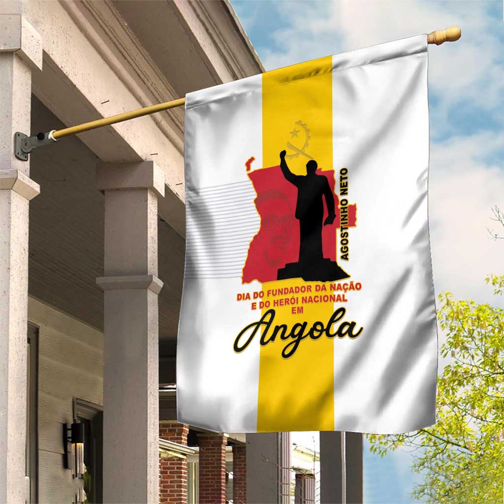 Angola National Heroes Day Garden Flag Agostinho Neto With Map - Wonder Print Shop