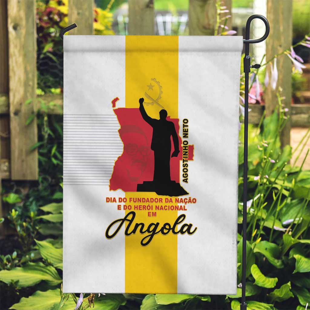 Angola National Heroes Day Garden Flag Agostinho Neto With Map - Wonder Print Shop