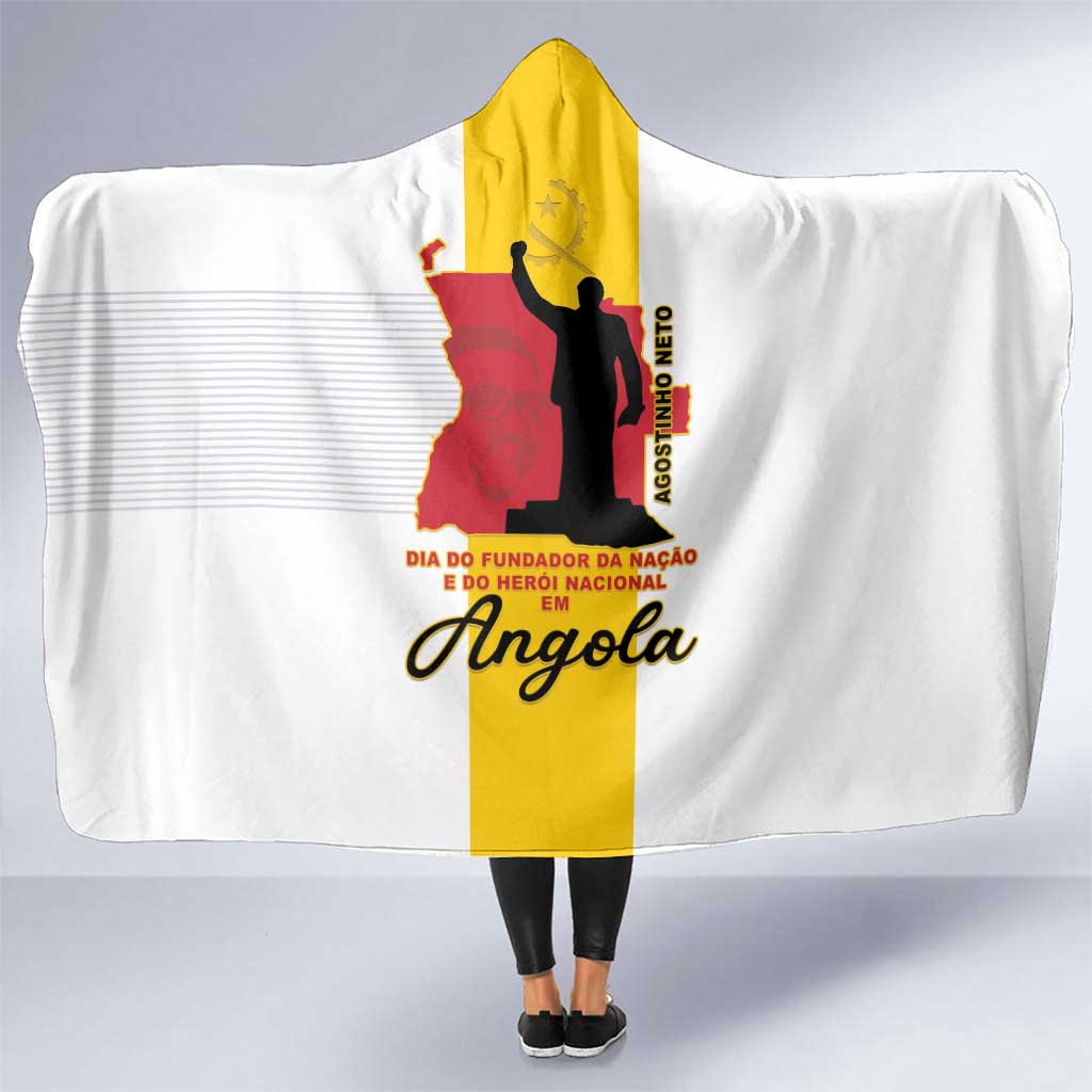 Angola National Heroes Day Hooded Blanket Agostinho Neto With Map - Wonder Print Shop