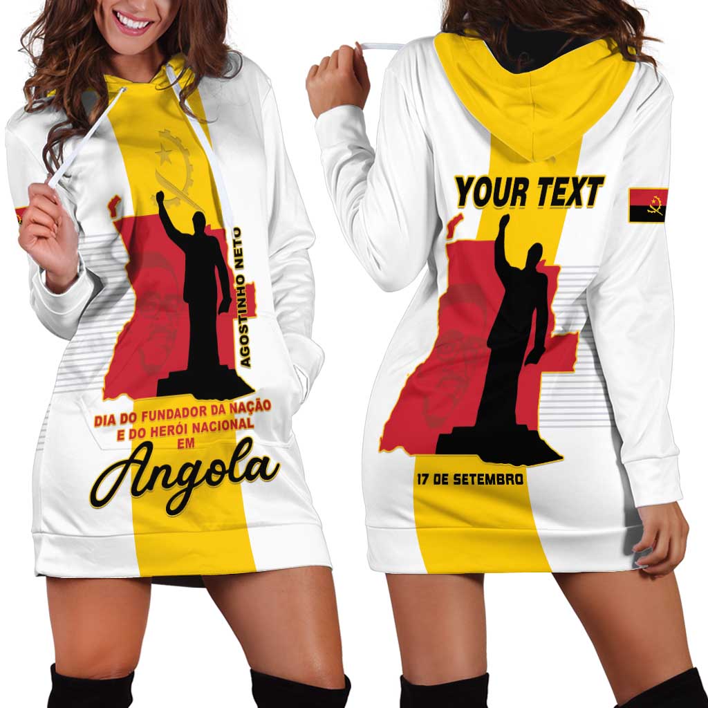 Personalized Angola National Heroes Day Hoodie Dress Agostinho Neto With Map - Wonder Print Shop