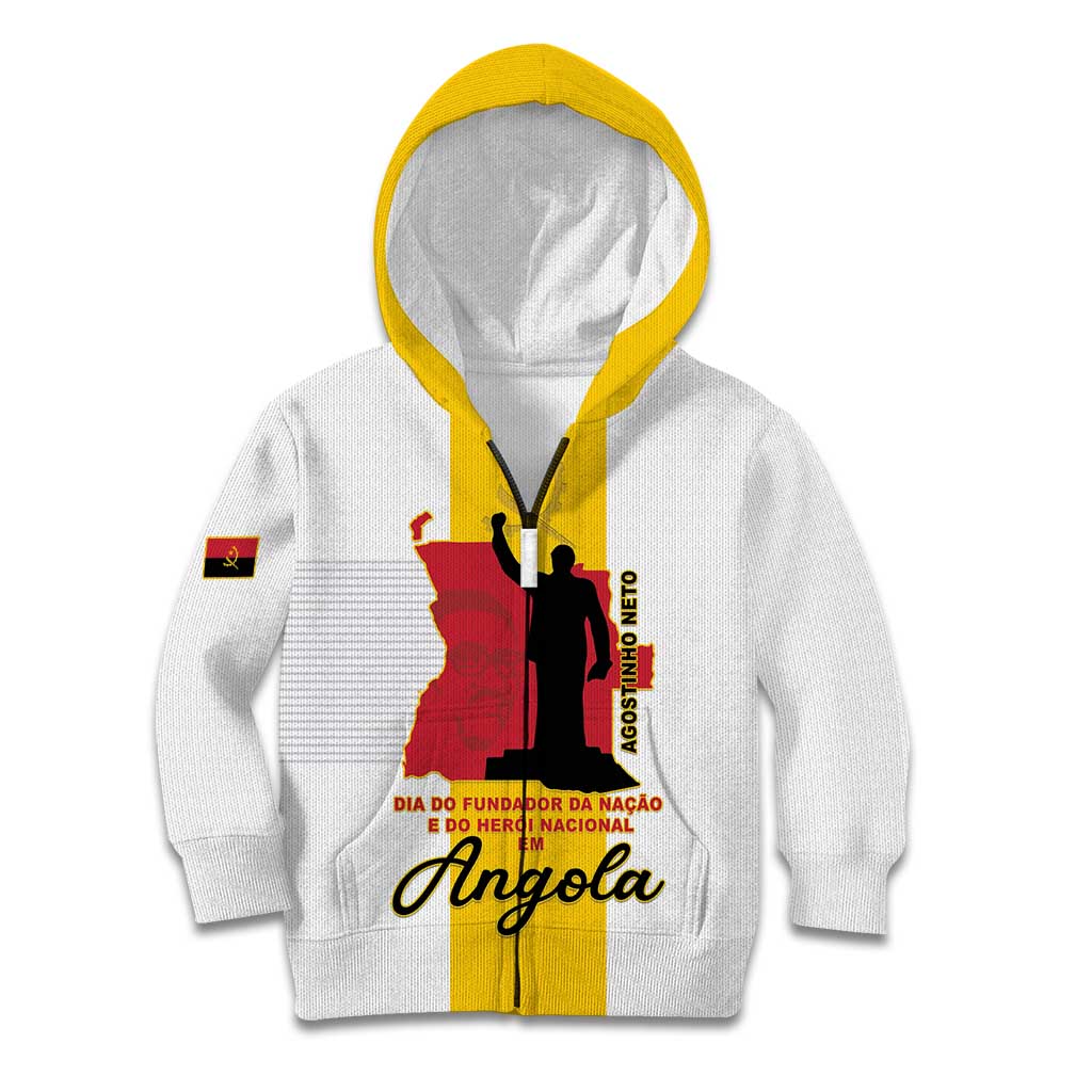 Personalized Angola National Heroes Day Kid Hoodie Agostinho Neto With Map - Wonder Print Shop