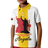Personalized Angola National Heroes Day Kid Polo Shirt Agostinho Neto With Map - Wonder Print Shop