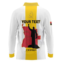 Personalized Angola National Heroes Day Long Sleeve Polo Shirt Agostinho Neto With Map - Wonder Print Shop