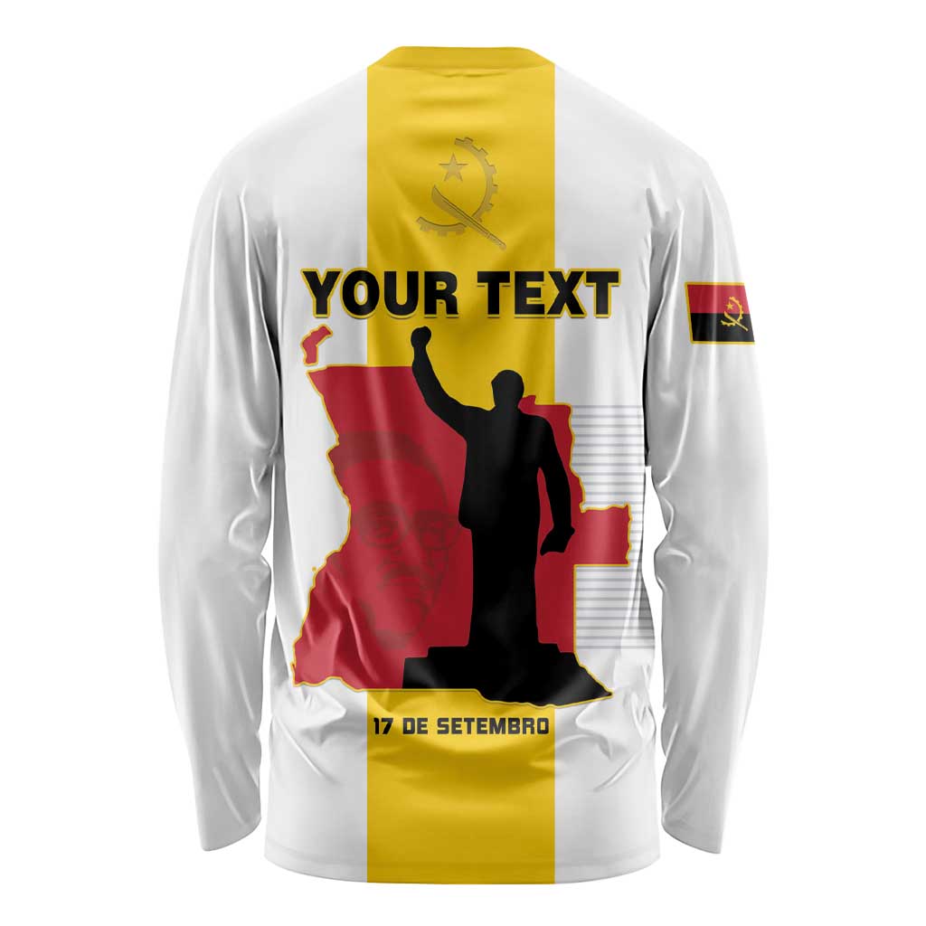 Personalized Angola National Heroes Day Long Sleeve Shirt Agostinho Neto With Map - Wonder Print Shop