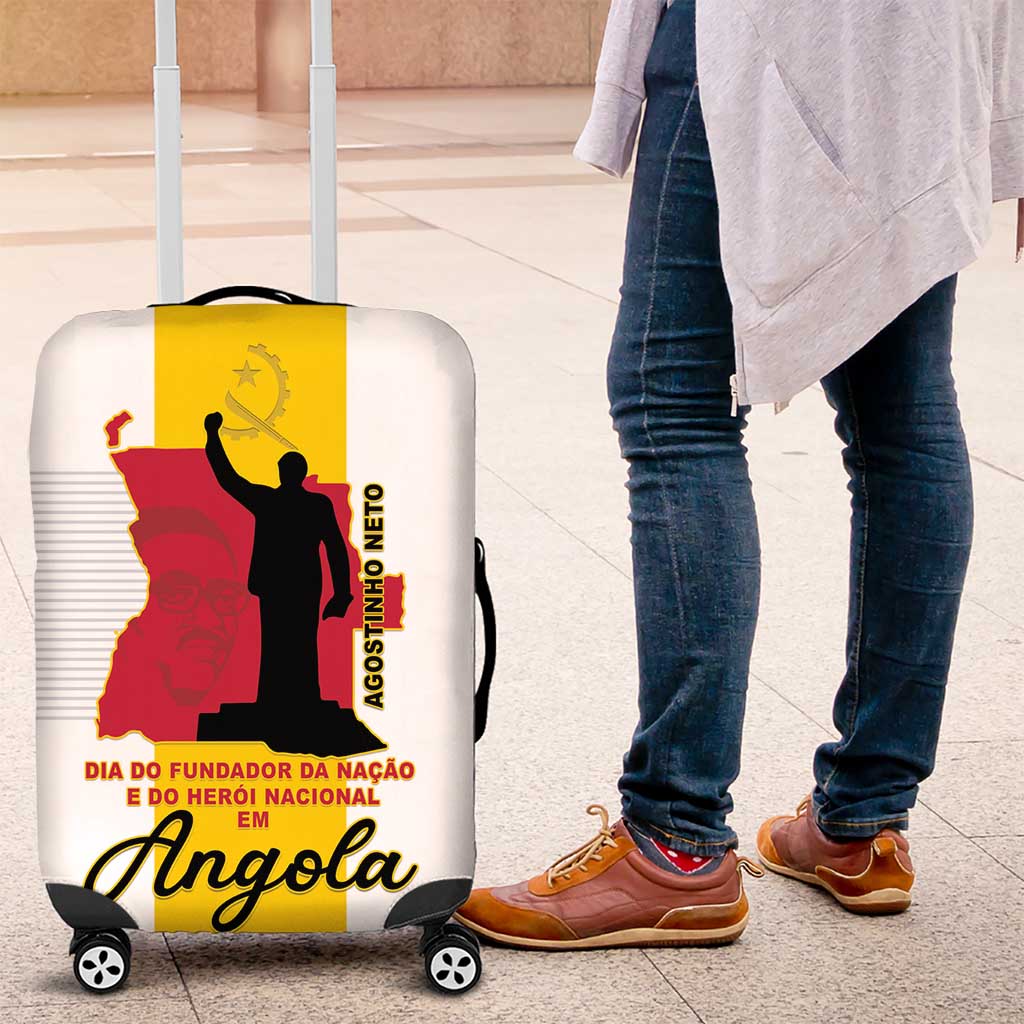 Angola National Heroes Day Luggage Cover Agostinho Neto With Map - Wonder Print Shop