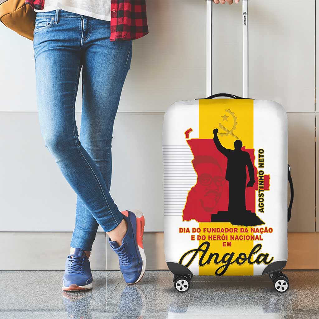 Angola National Heroes Day Luggage Cover Agostinho Neto With Map - Wonder Print Shop