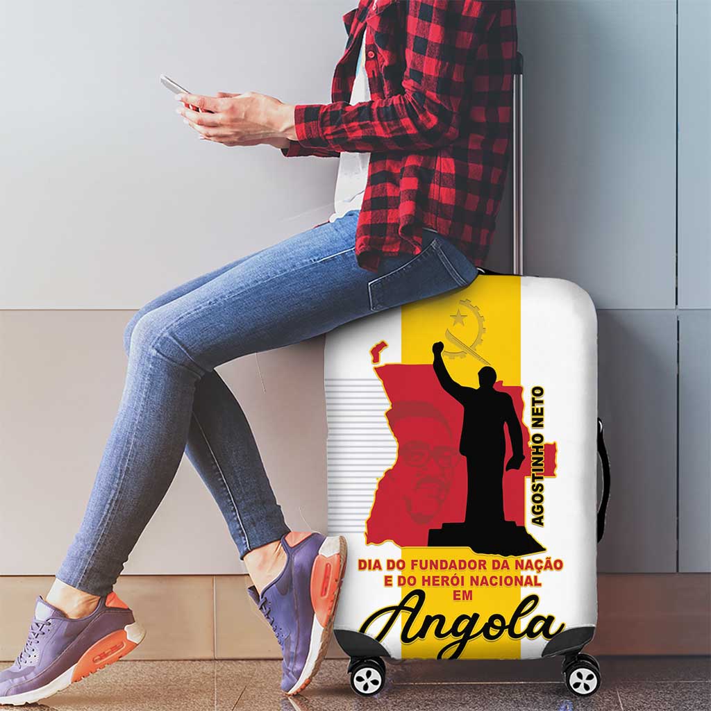Angola National Heroes Day Luggage Cover Agostinho Neto With Map - Wonder Print Shop
