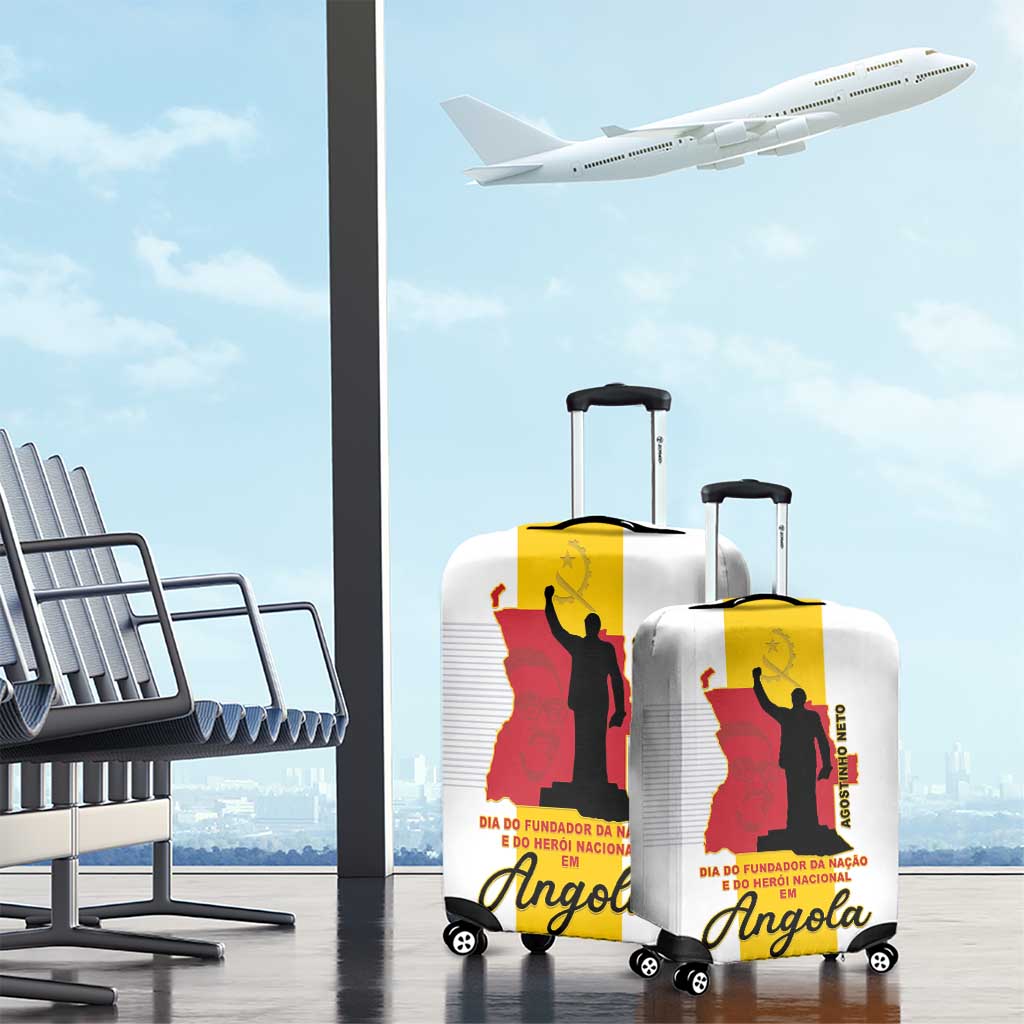 Angola National Heroes Day Luggage Cover Agostinho Neto With Map - Wonder Print Shop