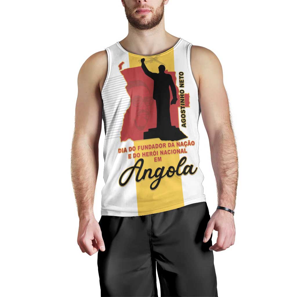 Personalized Angola National Heroes Day Men Tank Top Agostinho Neto With Map - Wonder Print Shop