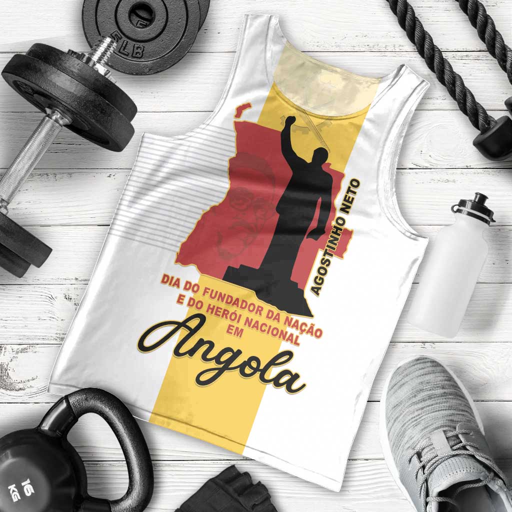 Personalized Angola National Heroes Day Men Tank Top Agostinho Neto With Map - Wonder Print Shop