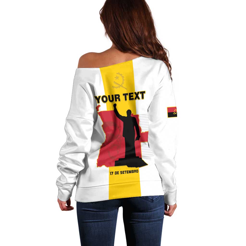Personalized Angola National Heroes Day Off Shoulder Sweater Agostinho Neto With Map - Wonder Print Shop