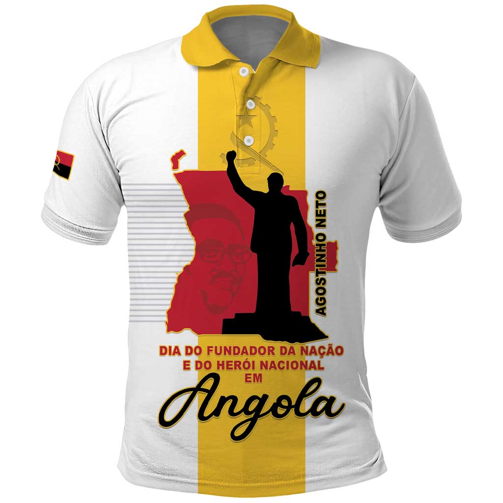 Personalized Angola National Heroes Day Polo Shirt Agostinho Neto With Map - Wonder Print Shop