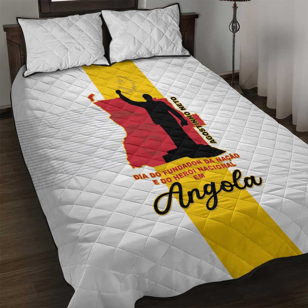 Angola National Heroes Day Quilt Bed Set Agostinho Neto With Map - Wonder Print Shop