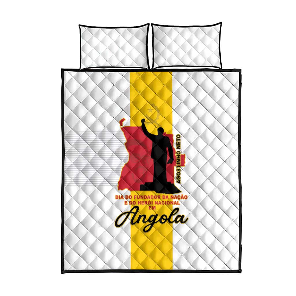 Angola National Heroes Day Quilt Bed Set Agostinho Neto With Map - Wonder Print Shop