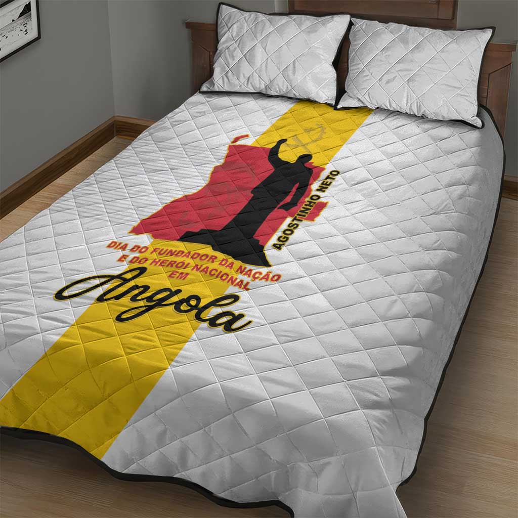 Angola National Heroes Day Quilt Bed Set Agostinho Neto With Map - Wonder Print Shop