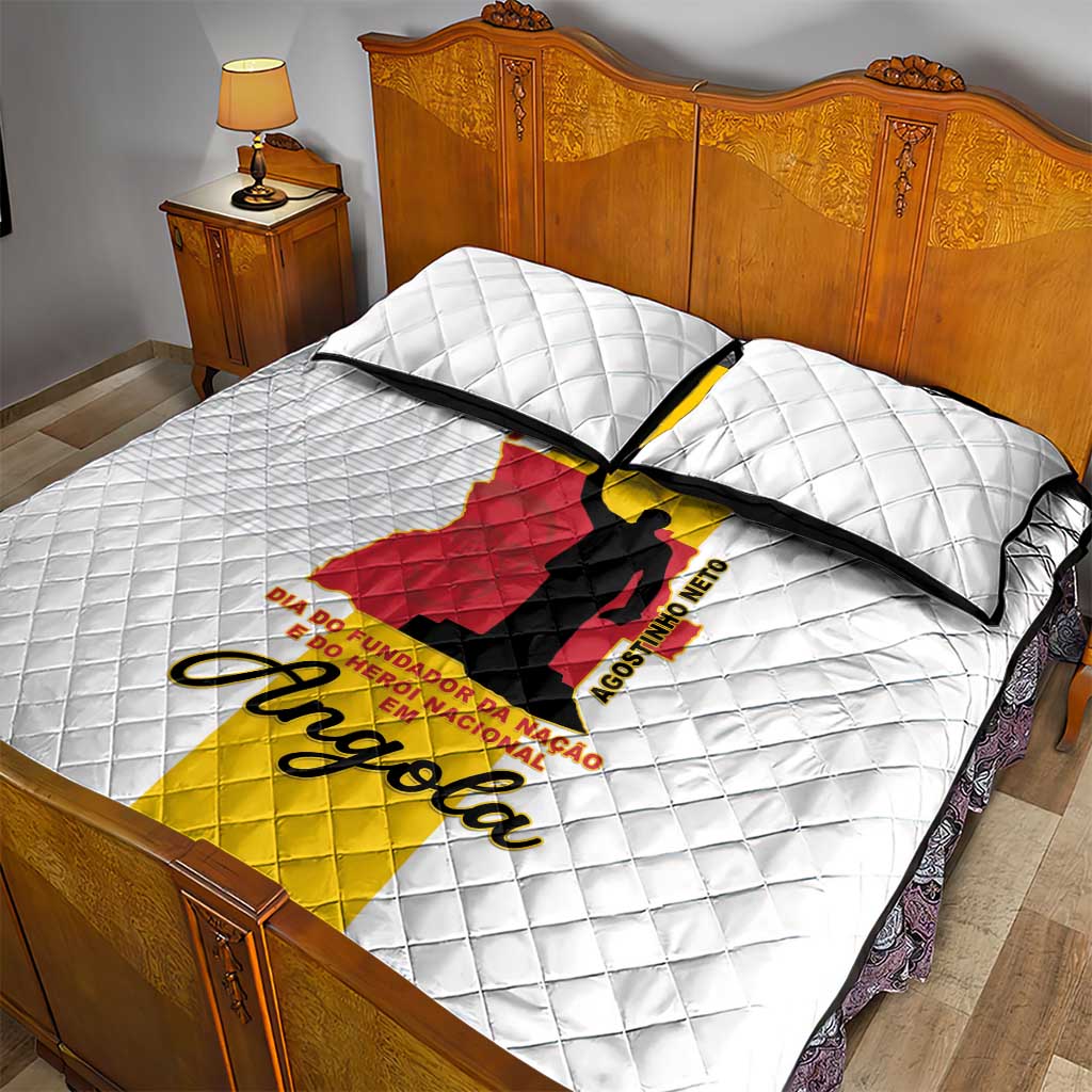 Angola National Heroes Day Quilt Bed Set Agostinho Neto With Map - Wonder Print Shop