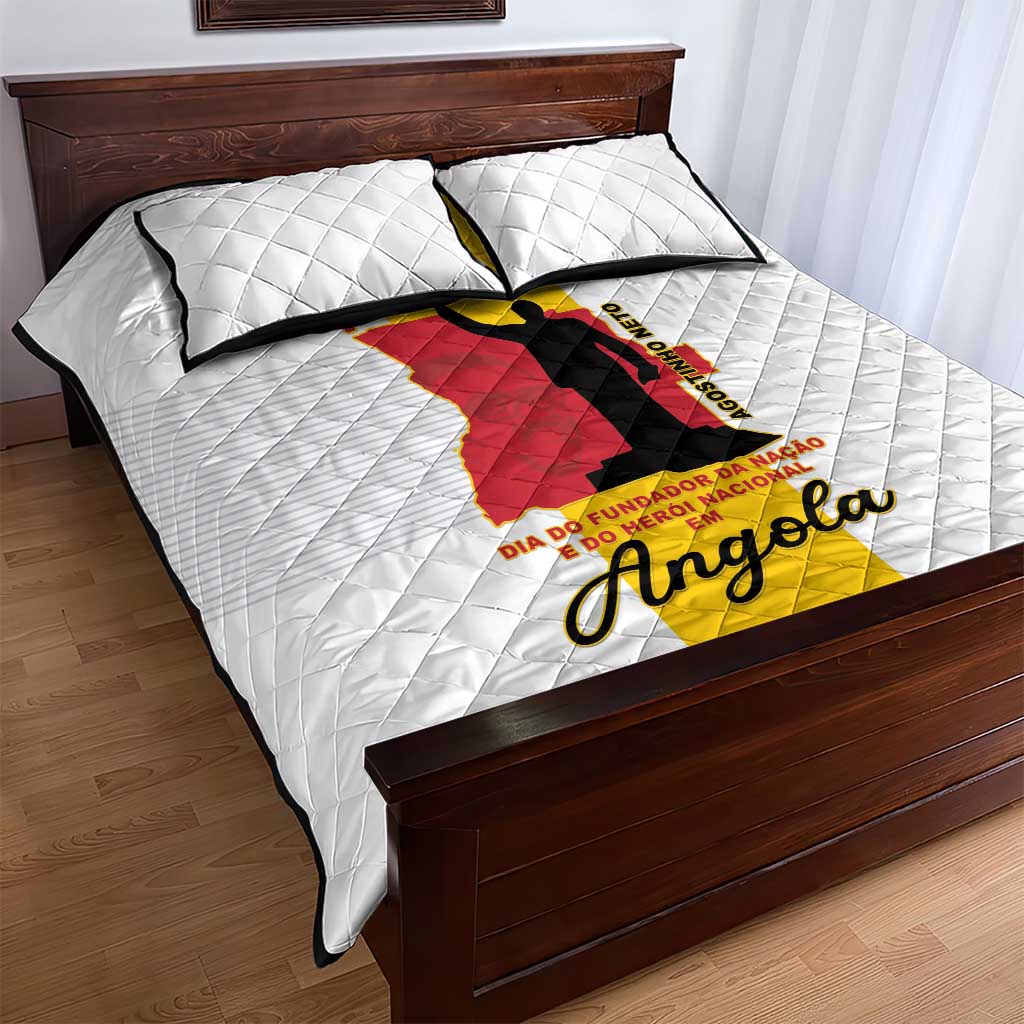 Angola National Heroes Day Quilt Bed Set Agostinho Neto With Map - Wonder Print Shop