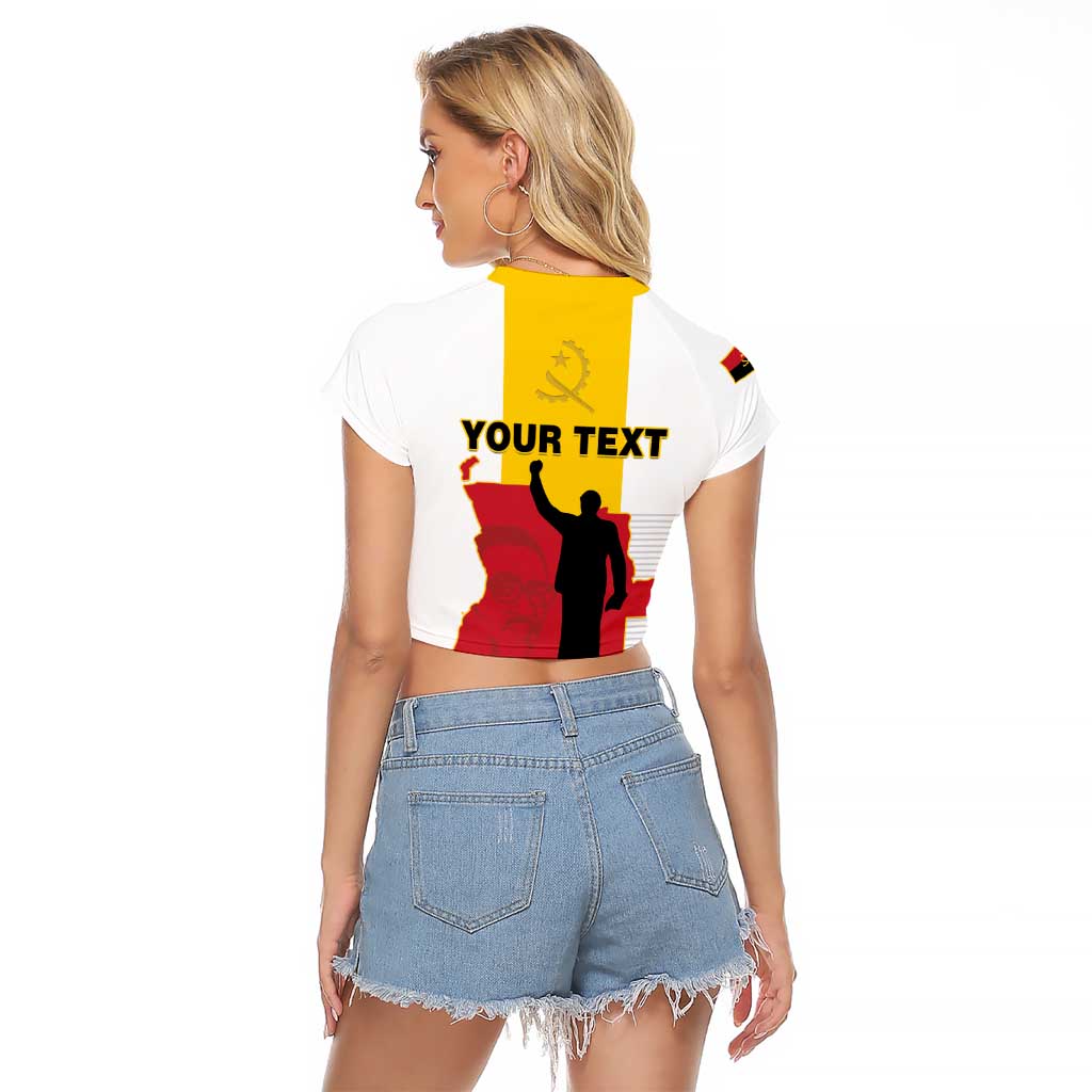 Personalized Angola National Heroes Day Raglan Cropped T Shirt Agostinho Neto With Map - Wonder Print Shop
