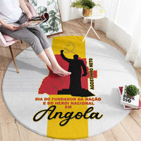 Angola National Heroes Day Round Carpet Agostinho Neto With Map - Wonder Print Shop