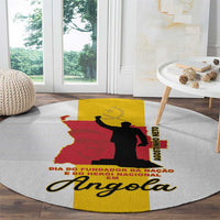 Angola National Heroes Day Round Carpet Agostinho Neto With Map - Wonder Print Shop