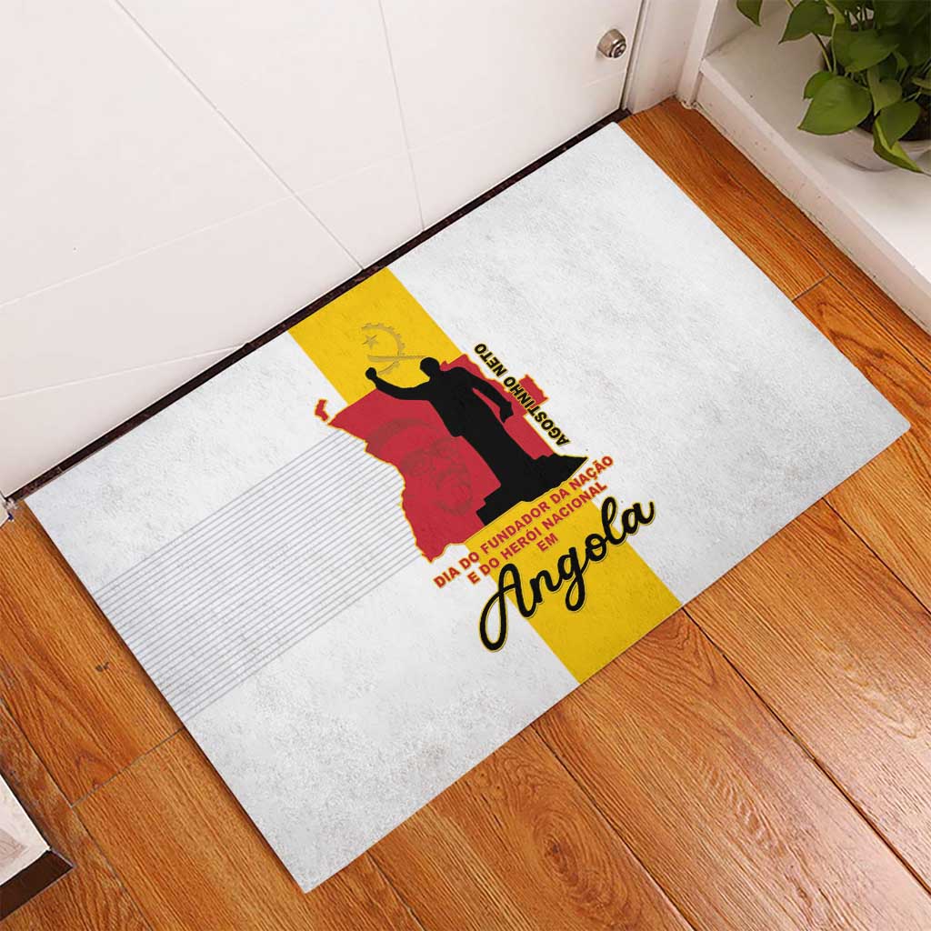 Angola National Heroes Day Rubber Doormat Agostinho Neto With Map - Wonder Print Shop