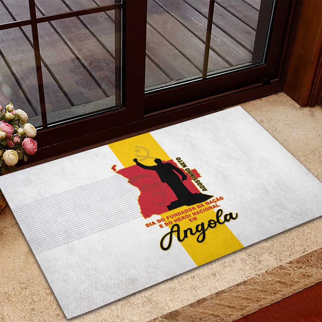 Angola National Heroes Day Rubber Doormat Agostinho Neto With Map - Wonder Print Shop