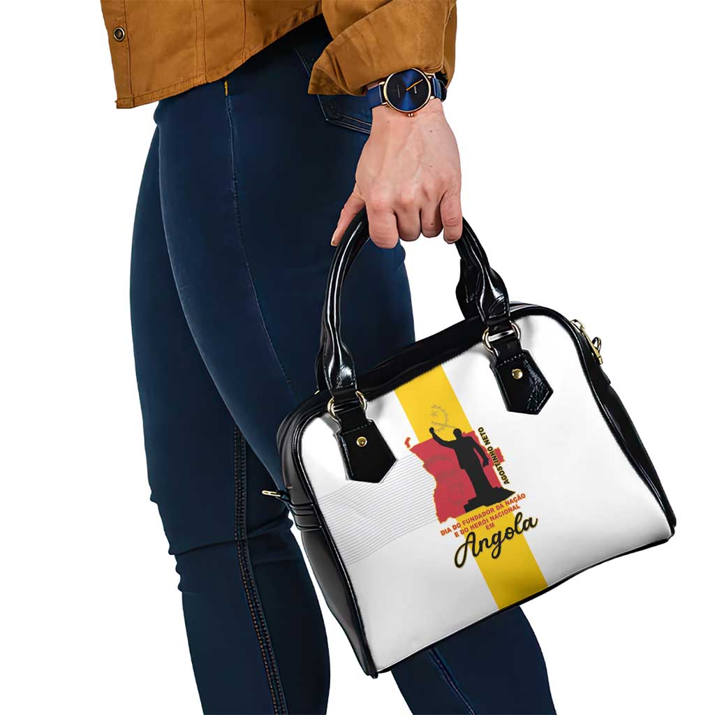 Angola National Heroes Day Shoulder Handbag Agostinho Neto With Map - Wonder Print Shop