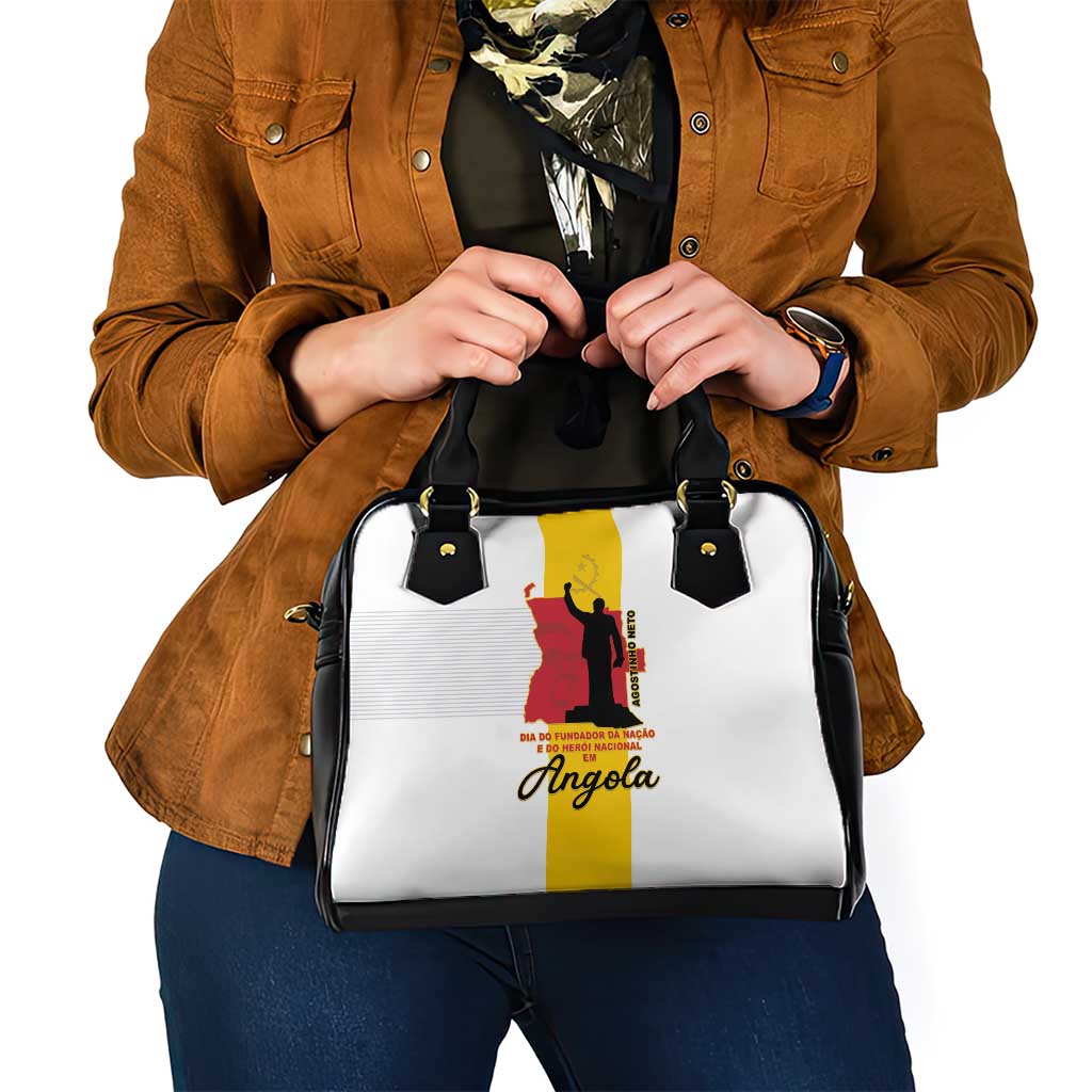 Angola National Heroes Day Shoulder Handbag Agostinho Neto With Map - Wonder Print Shop