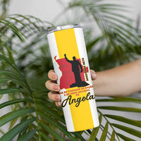 Personalized Angola National Heroes Day Skinny Tumbler Agostinho Neto With Map - Wonder Print Shop