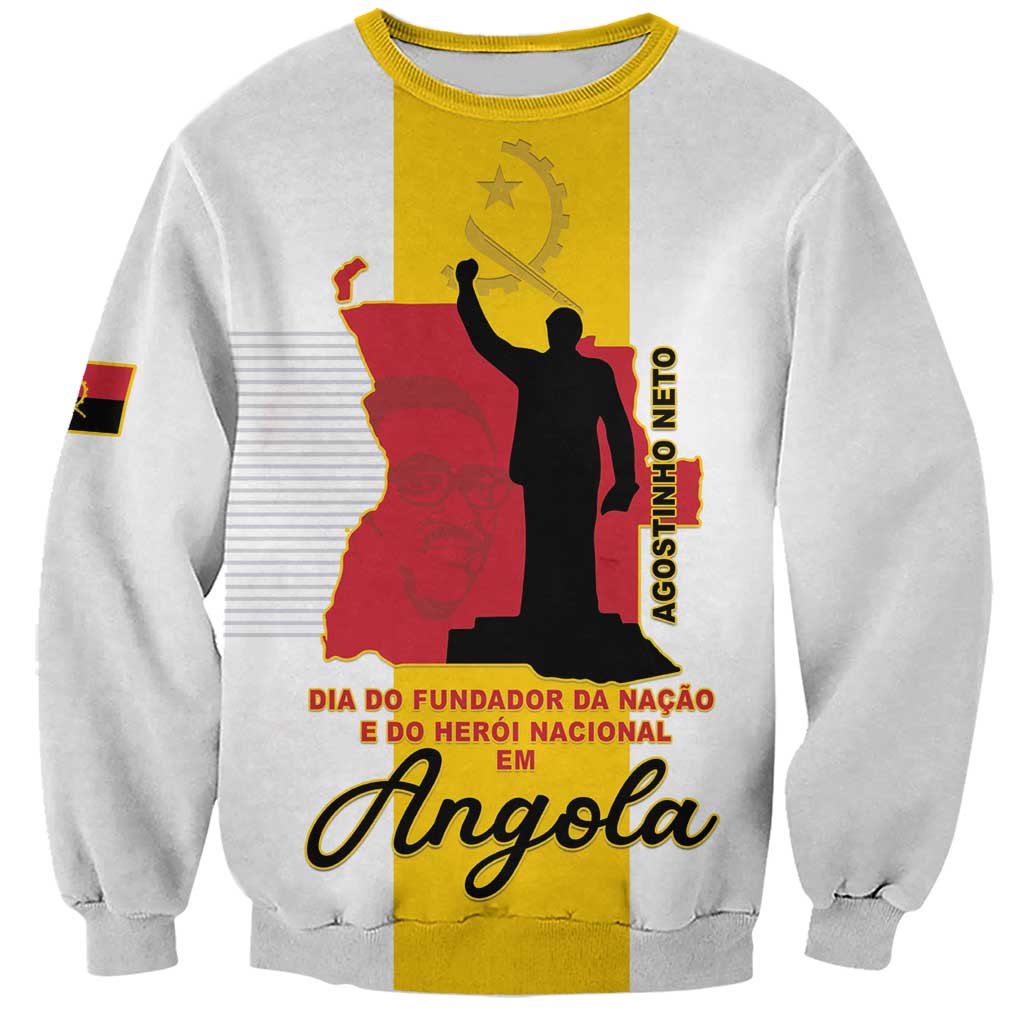 Personalized Angola National Heroes Day Sweatshirt Agostinho Neto With Map - Wonder Print Shop