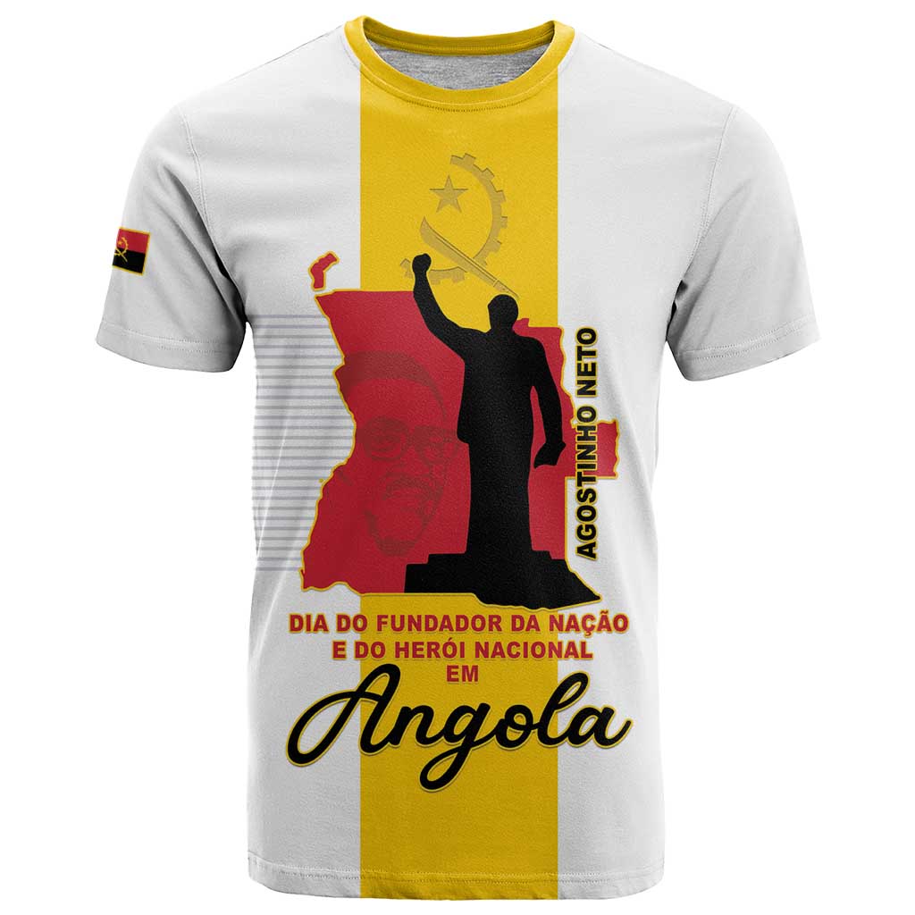 Personalized Angola National Heroes Day T Shirt Agostinho Neto With Map - Wonder Print Shop