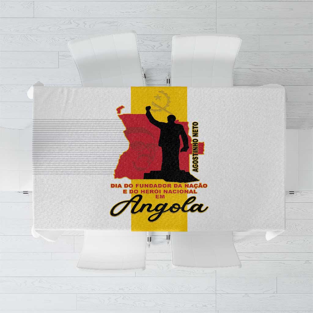 Angola National Heroes Day Tablecloth Agostinho Neto With Map - Wonder Print Shop